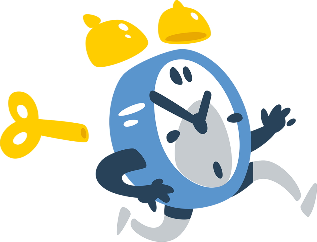 Illustration einer laufenden Uhr mit Flügeln als Symbol für die Frist zur Abgabe der Steuererklärung in der Schweiz.